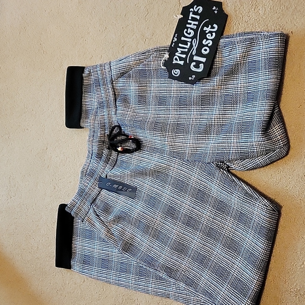 C-Mode Nadine West Pull-on Pants New S/M Houndstooth Black White